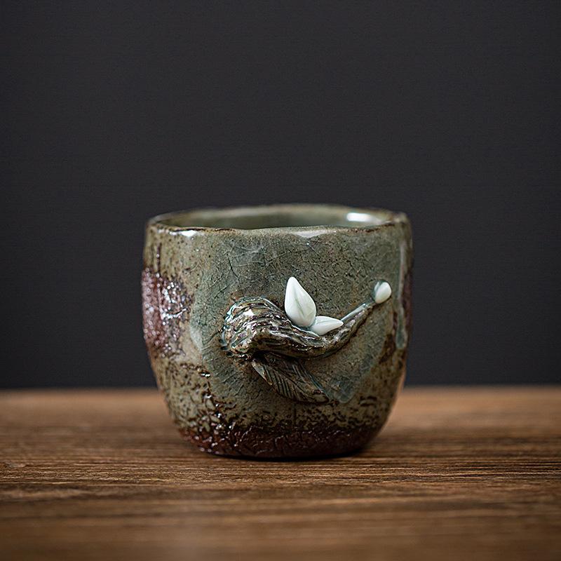 

Antique Firewood Burning Raw Ore Cup Kung Fu Brewing Teacup Ceramic Master Cup Teacup Single Cup Pure Hand-squeezed Flowers 200ml