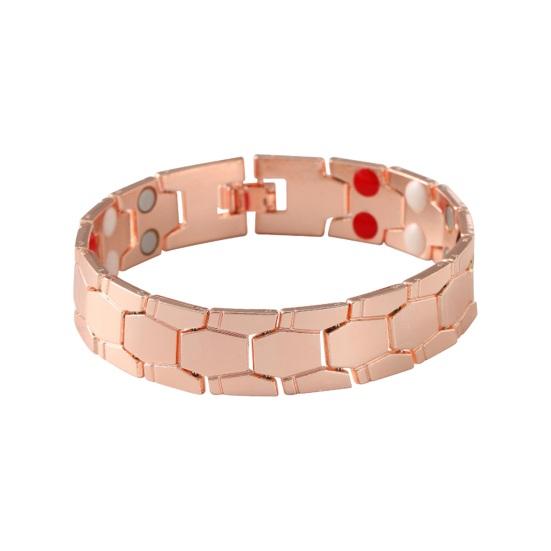 

Мужской браслет с шестигранным магнитным соединением, широкая полоса, полированный сплав, текстура-головоломка, повседневная одежда, подарок, вечерние браслет на запястье, ювелирные изделия для взрослых розового золота