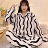 New Autumn and Winter Flannel Pajamas Cardigan Lapel Girl Casual Sweet Warm Suit