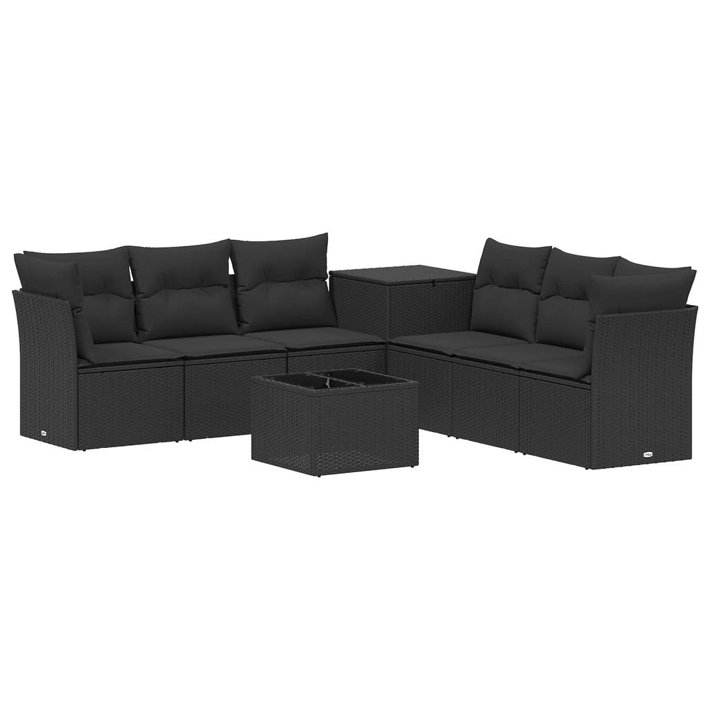 Sofa Set 8 Pieces Black Poly Rattan and Steel
