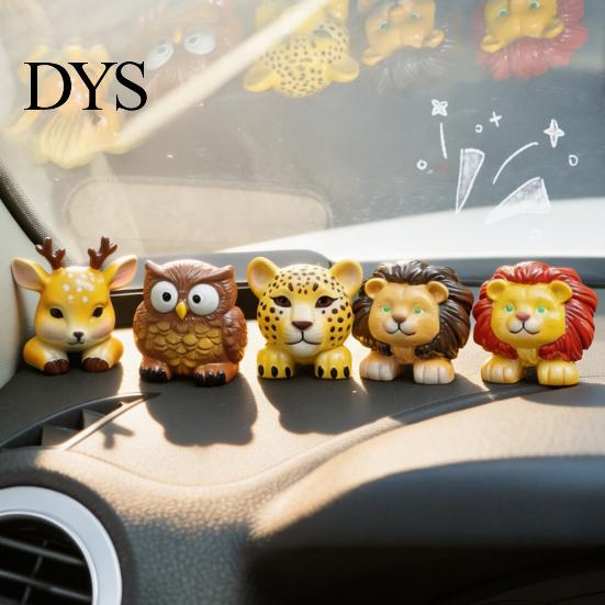 Resin Car Interior Decoration Cute Animal Vent Clip Air Freshener with Aroma Pad, Lion Gift for Owners Leopard Deer Owl Dashboard Ornament,