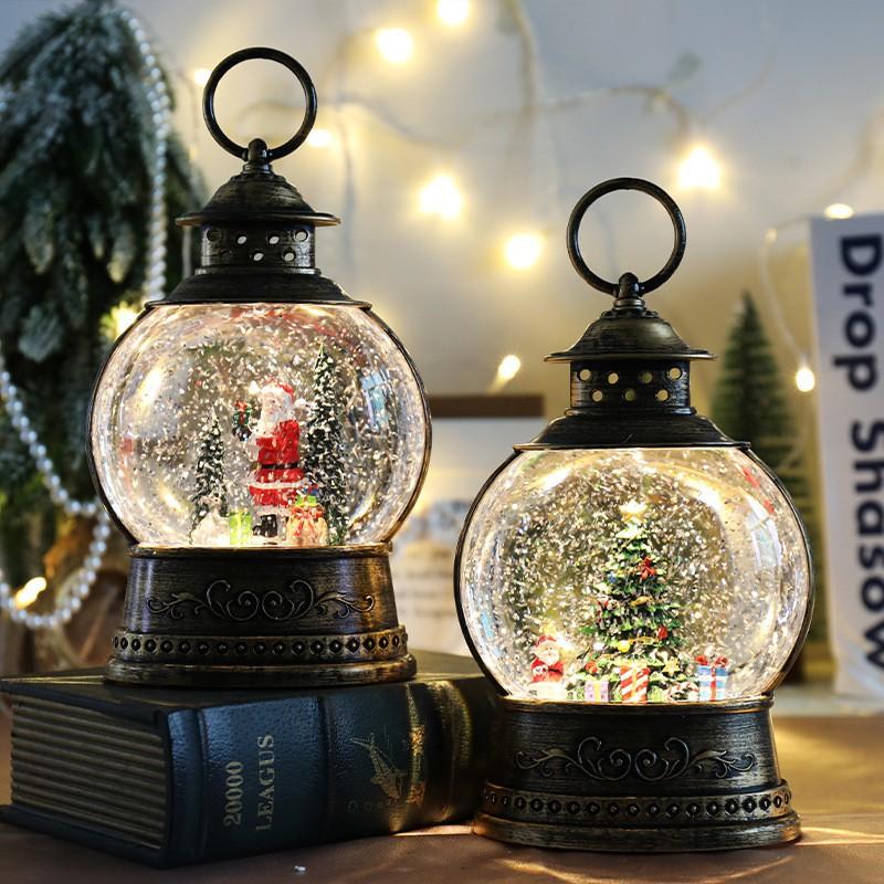 Christmas Decorative Music Box With LED Light Crystal Ball Santa Tree Figurine Home Tabletop Holiday Display