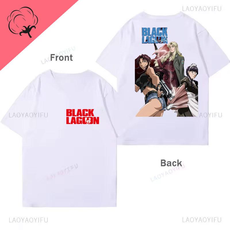 Black Lagoon Unisex TShirt Japanese Comic Two Sided Printed Tee Camisa Oneck Cotton Graphic T Shirts Vintage Hot Anime Unisex Ops