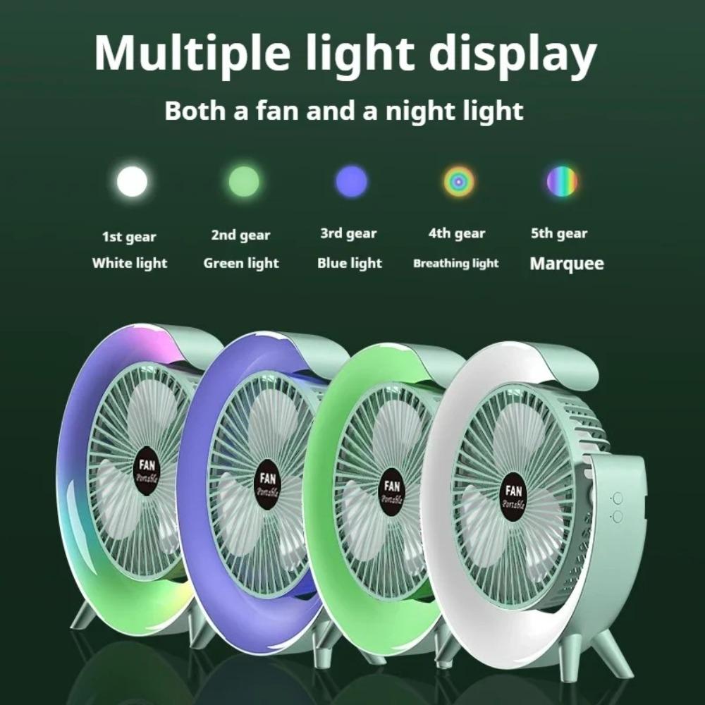 Colorful Portable Desktop Fan LED 7 Colors Cooling Fan Creative Small Electric Fan  Office Bedroom