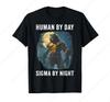 HuUnisex By Day Sigma By Night Alpha Wolf Unisex And Women TShirt Funny Short Sleeves Cotton Tee Shirt Leisure Comfortable