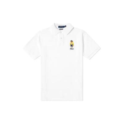 Polo Polo Bär Logo Bestickt Lässig Kurzarm Poloshirt Herren Oberteile Weiß 710792901-001