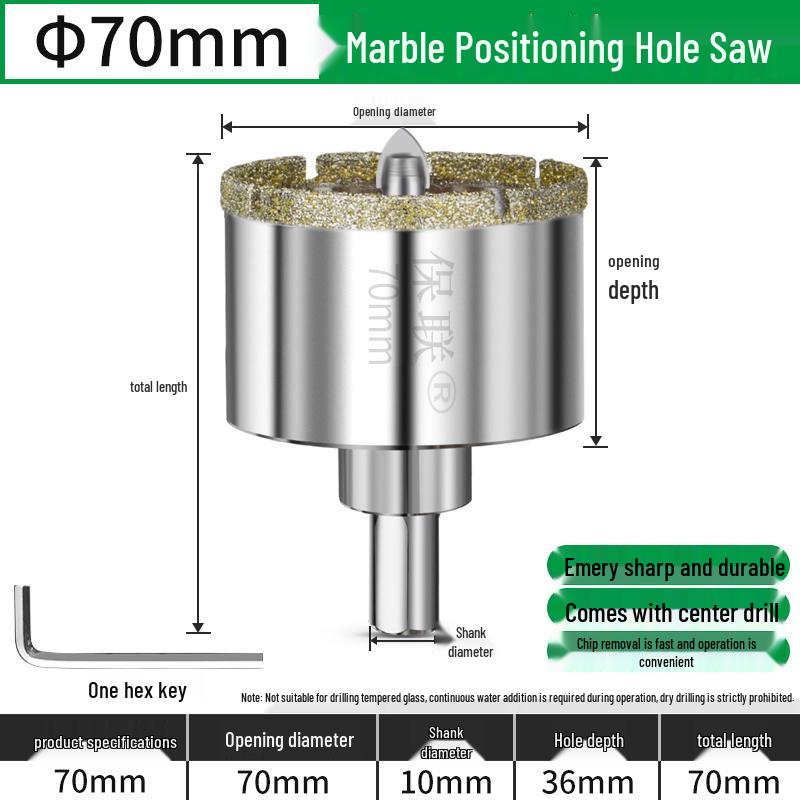 Positioning Drill Bit for Tile, Glass, Marble, and Stone Drilling