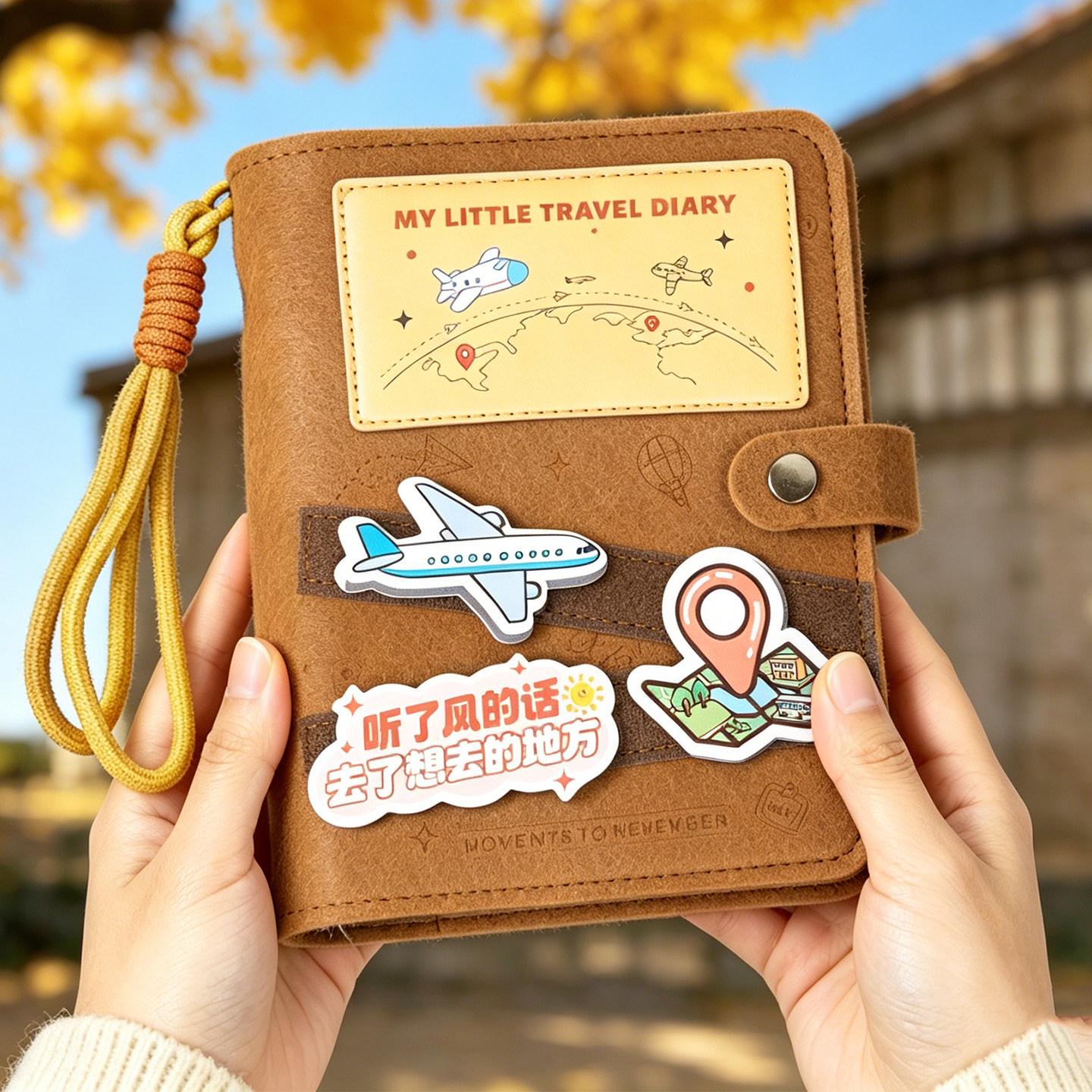 China Tourist City Travel Stamp Collection Album - Blank Souvenir Felt Journal Standard коричневый