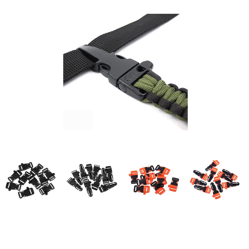 10 Pack Plastic Side Release Buckle Hand Strap Hook Emergency Whistle Strap Clip for Backpacking Climbing Rope
