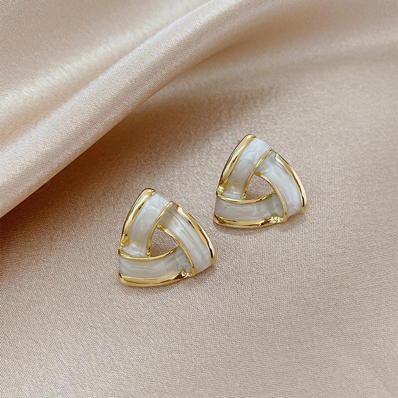 S925 Sterling Silver Drip Oil Triangle Stud Earrings - 2023 Trendy Simple Ear Accessories