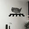 American Map Floral Key Hanger 5 Hook Vintage Wall Decor for Entryway Bedroom Housewarming Gift