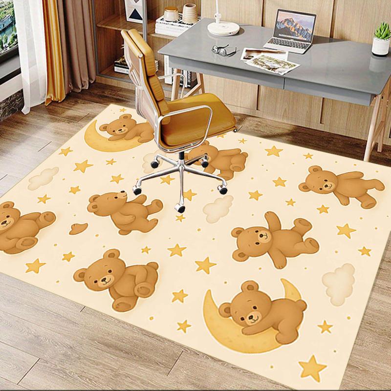 1PC Teddy bear Moon Anti-slip carpet, suitable for Office, bedroomand playrooms. It can also be used as a sofa footrest cover-W35