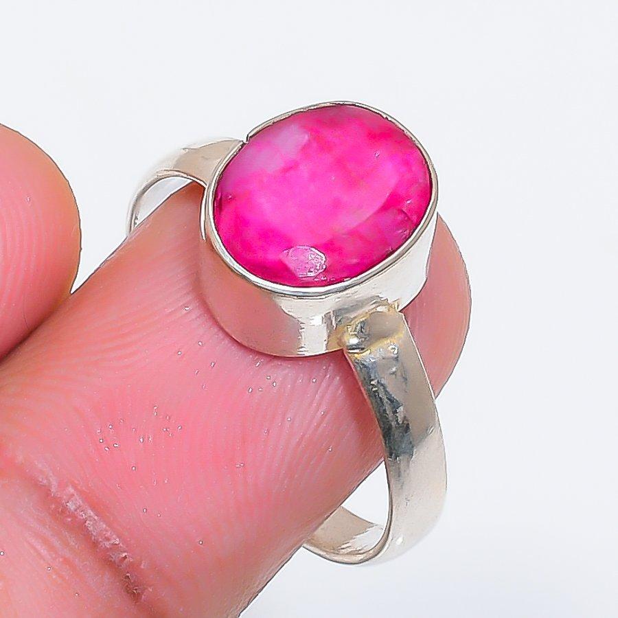 Natural Ruby(Simulated) Gemstone 925 Sterling Silver Jewelry Ring Size 8 ZS-1771