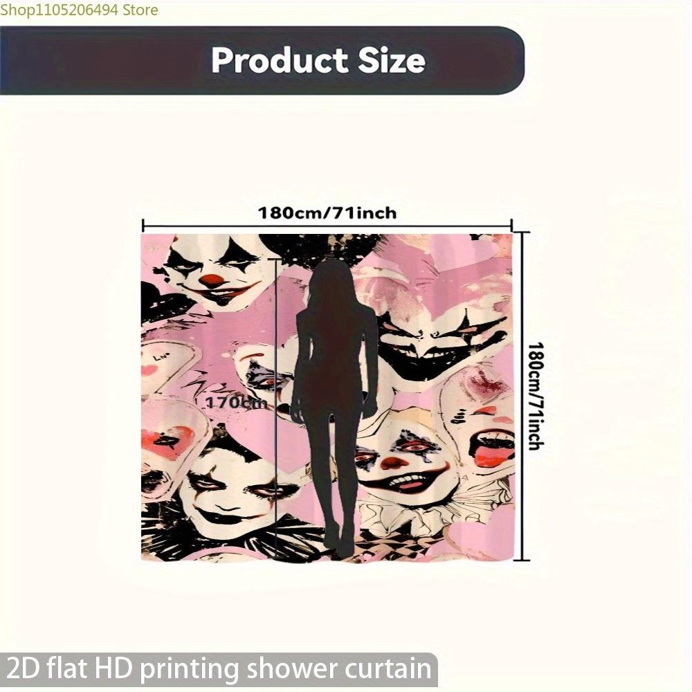 1pc Halloween Multiple_smiling_clown_faces_collage 2dflat printed shower curtain, 12 durable hooks, high quality bathroom acce