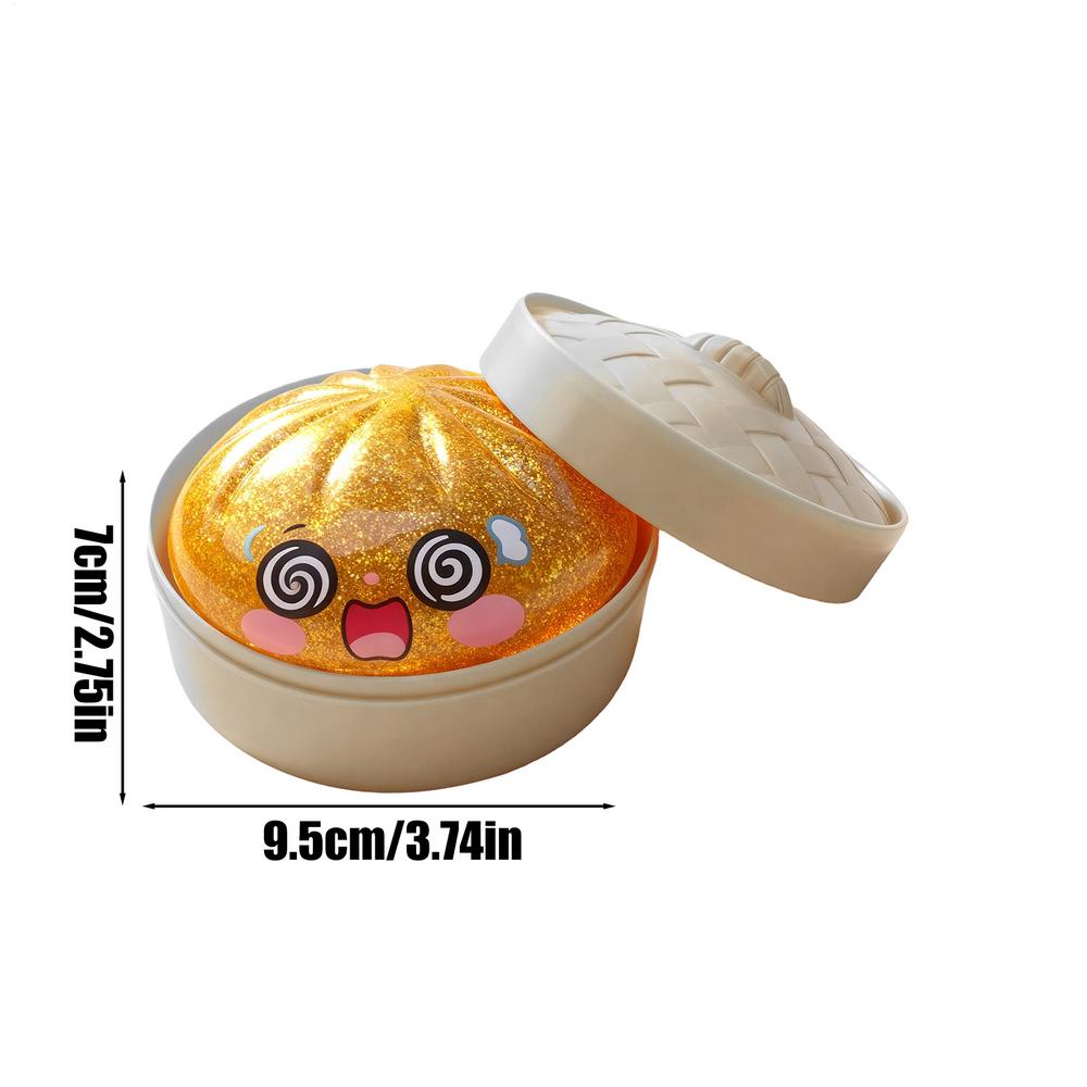 

Dumpling Stress Relief Toys Glitter Food Design Squeeze Fidget Adorable Bun Decompress Toy for Kids Adults Students Workers Home золотий