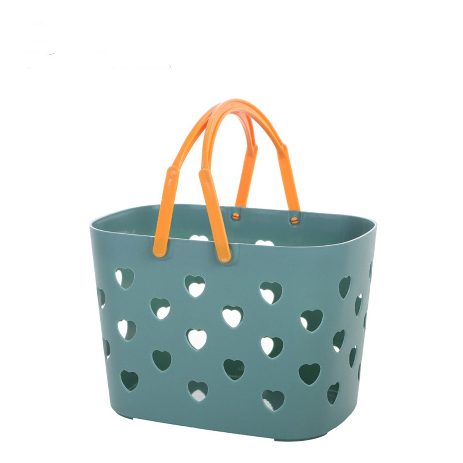 

Пластиковый органайзер для ванной в форме сердца, корзина для хранения душа, корзина для хранения с ручкой