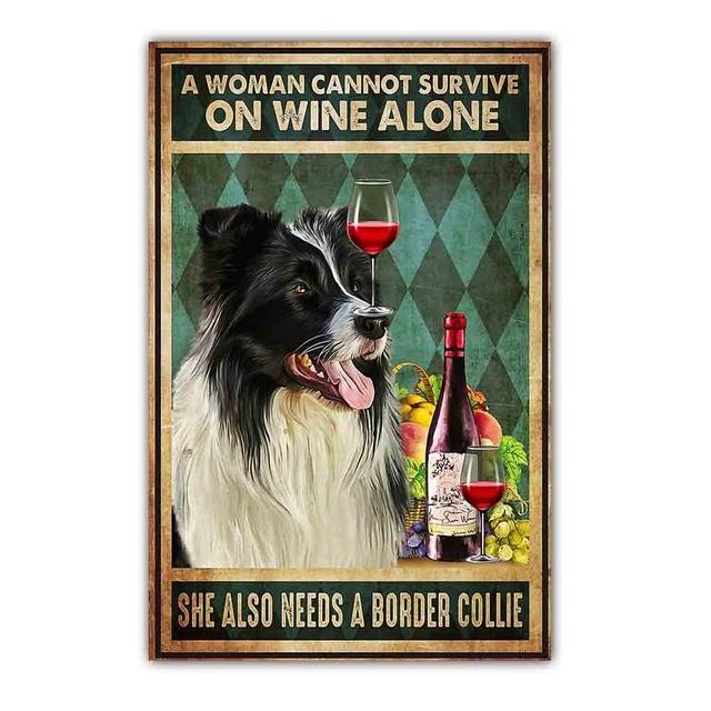 Retro art animal canvas painting lovely dog reading poster slogan wall painting living room bedroom home decoration mural No Frame