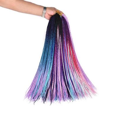 60cm Long Soft Crochet Twist Braided Synthetic Hair Extension Color Block Wig Ponytail Hairpiece