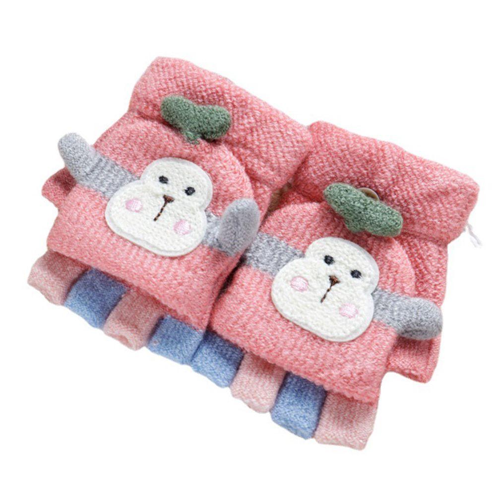 protection Kids Fingerless  Gloves Knitted Gloves Clamshell Half Finger Gloves Winter Warm Mittens