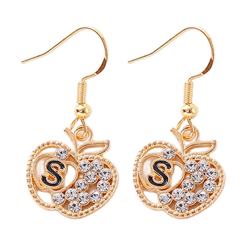 18k Gold Diamond-Set Christmas Apple Necklace & Earring Set for Women - European & American Fashion Jewelry