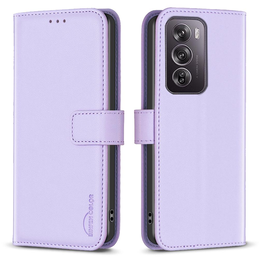 

BINFEN COLOR BF17 For Oppo Reno12 Pro 5G (Global) Case Magnetic Closure PU Leather Phone Cover Purple