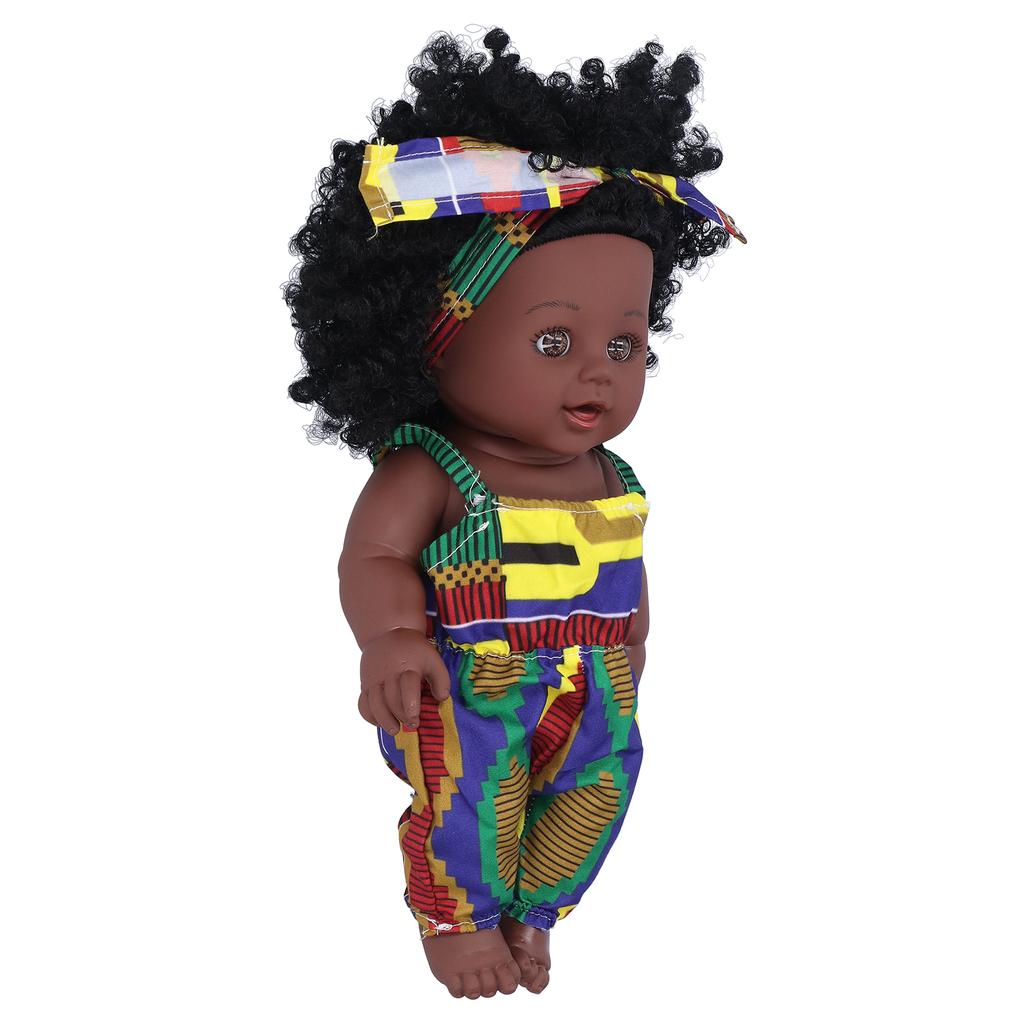 30cm Reborn Baby Dolls African Baby Girl Black Skin Curly Hair Vinyl Doll Child Toy