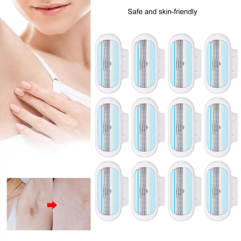 12Pcs Women's Razor Blade Refills 3 Blade Replacement Razor Blade for Body Armpit Hair Removal