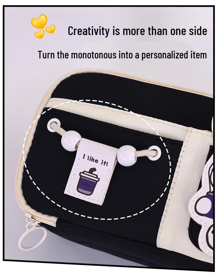 Trousse de creioane Teddy Multi-Strat Color Block Capacitate Mare: Geantă de mână multifuncțională de înaltă valoare pentru elevii din ciclul primar și gimnazial