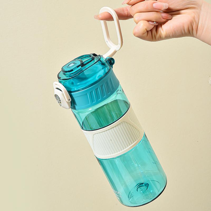 Water bottle800ml high-value summer outdoor sports portable plastic water cup with anti-skid ring, student cup multi-color optional
