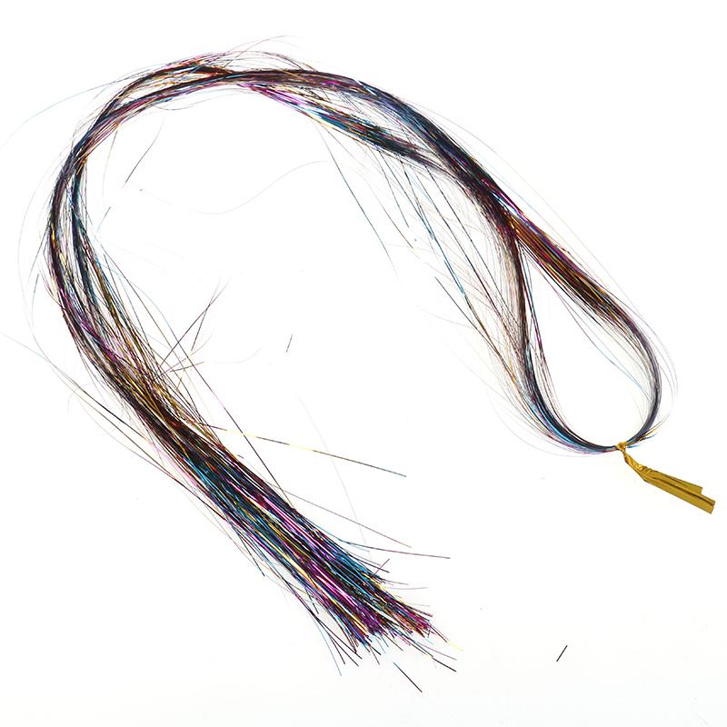120pcs/lot Bling Hair Secoration Fashion Hair Tinsel Sparkle Glitter Extensions Highlights False Hair Strands Party Accessories