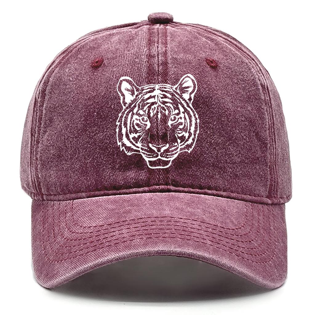 White Tiger Head Print Adjustable Caps Dad Hat Fit Unisex Animals Pattern Snapback Baseball Hat Choice For Outdoor Activities