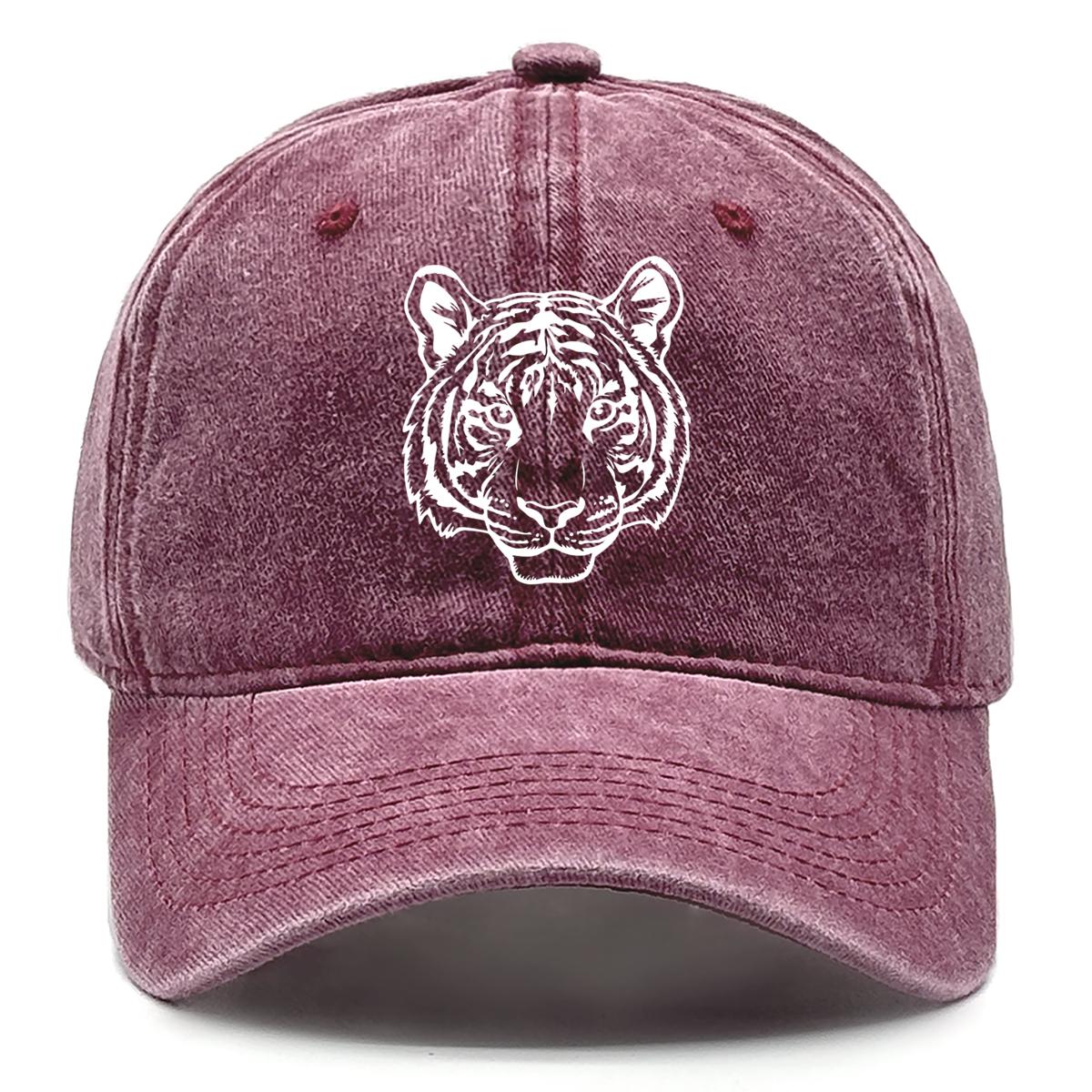 

White Tiger Head Print Adjustable Caps Dad Hat Fit Unisex Animals Pattern Snapback Baseball Hat Choice For Outdoor Activities вино красного