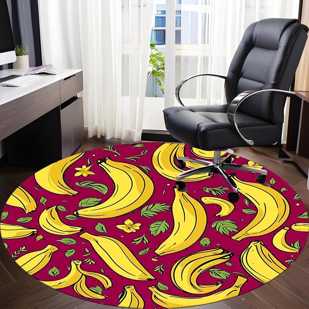 1pc Banana Pattern Office Round Area Rug, Indoor Mat Suitable For Office, Under Office Chairs Bedroom Living Room Home Decor, Room Deco188