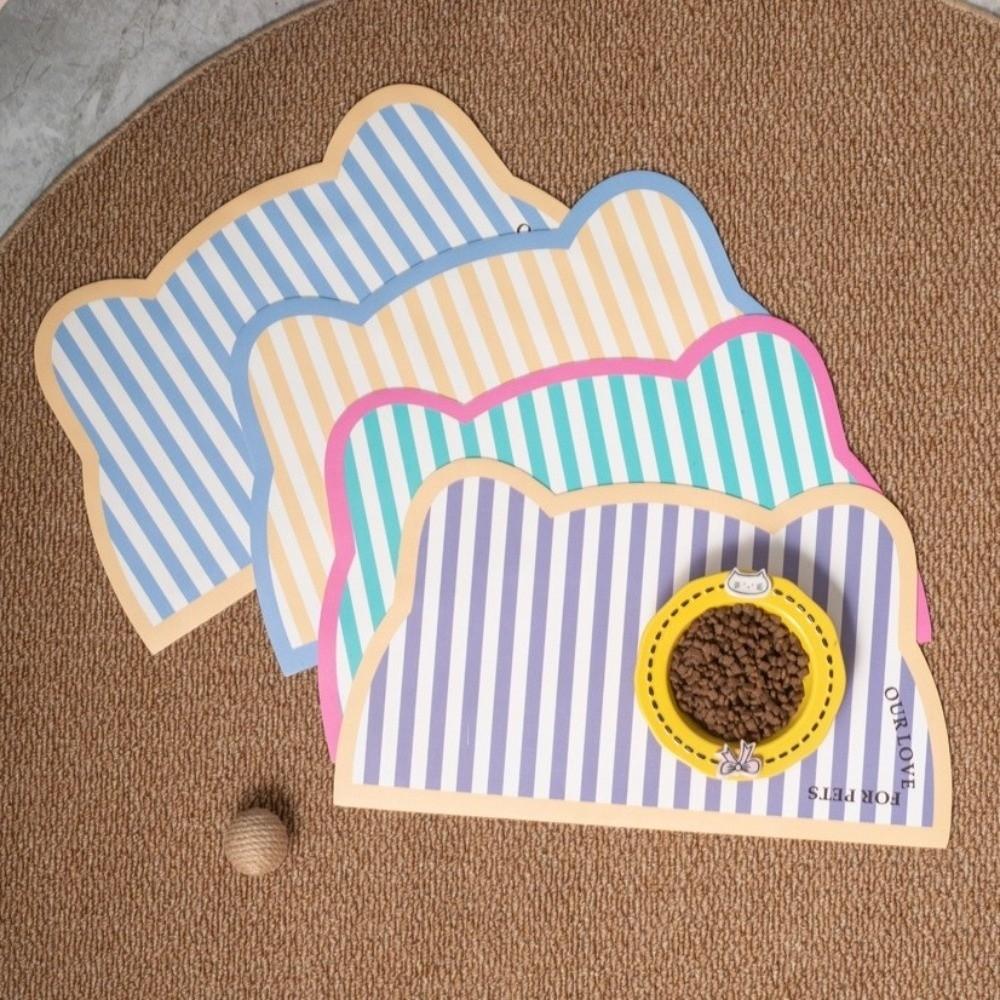 Leak-Proof Pet Placemat Anti Slip Cat Bowl Mat Cat Head Shaped Pet Meal Mat Multi-Pet Household
