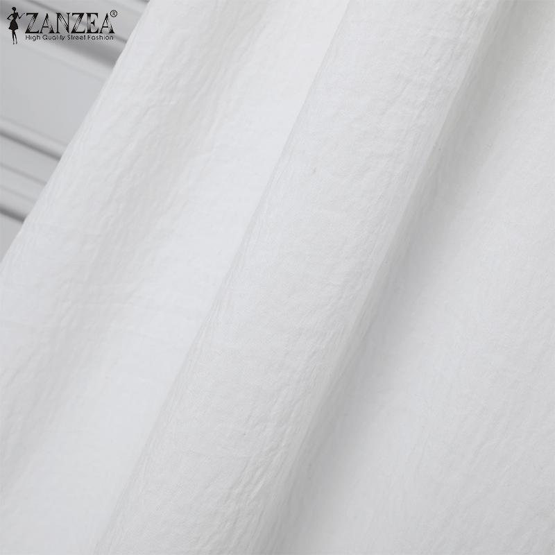 ZANZEA Women Summer Round Neck Trumpet Long Sleeve Lace Dresses