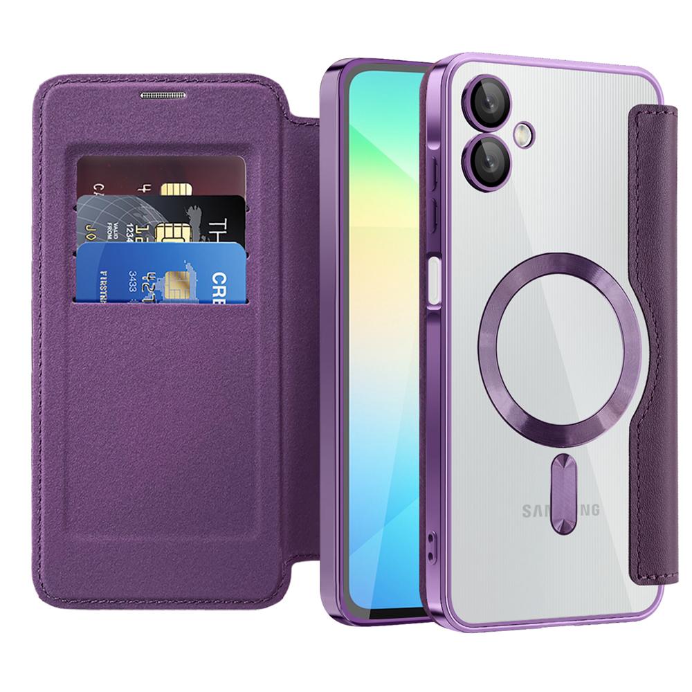 KEYSION Plating PU Leather Flip Wallet Case for Samsung A07 A06 A05 Cards Slots Magnetic Phone Back Cover for Galxy A05 A06 A07