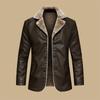 Men's Leather Business Jacket With Plush Velvet And Large Lapel Suit Leather Jacket