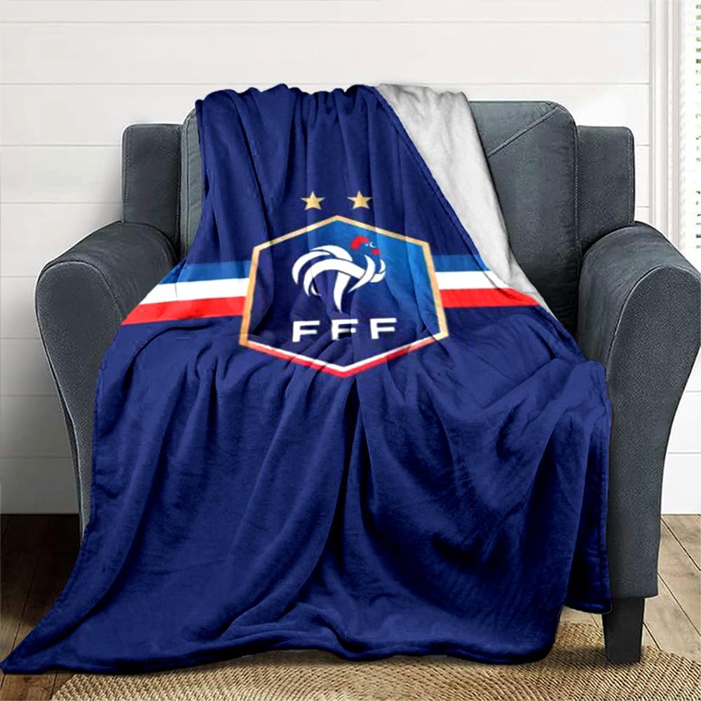 France FFF Print Flannel Blanket High Quality Warm Comfortable Cover for All Seasons Perfect for Gifts Home Decor