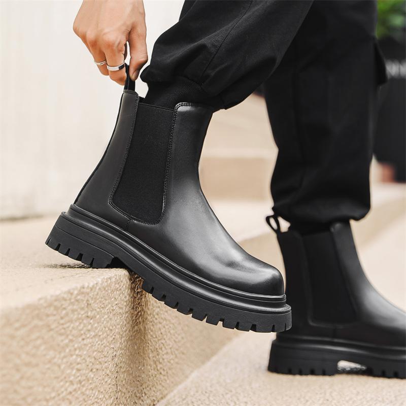 Chelsea boots men's thick-soled heightening chimney big head Martin boots men's British style sleeve leather boots 2865-J