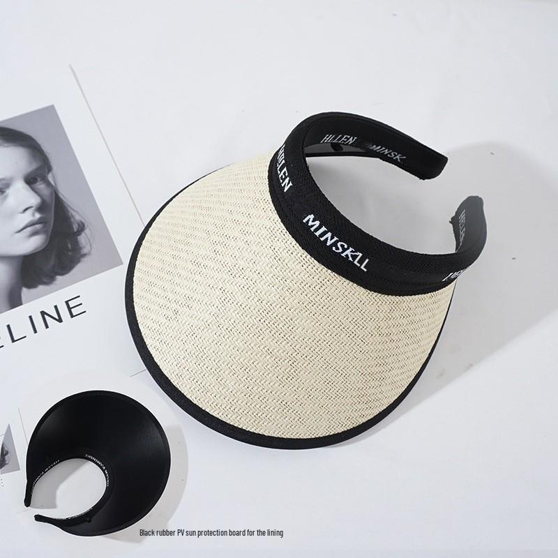 Women's Fashionable Wide Brim Sun Hat - Versatile Hollow Top for Outdoor Sun Protection and Cycling