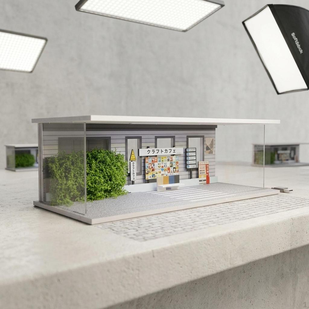 1/64 Modellauto Vitrine Szene Parkplatz Stapelbar mit LED-Lichtern Miniaturstraße