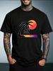 Unisex Summer White Short Sleeve Tee Gradient Sunset Coconut Palm Beach Silhouette Graphic Crew Neck Loose Casual Male Tops