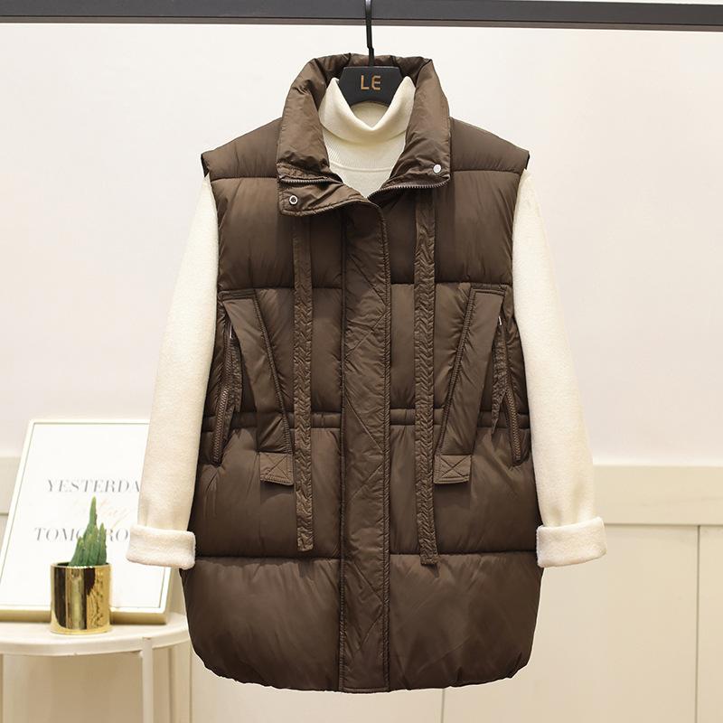 This year's popular large-size fat MM European station down cotton clothes vest women's stand-up collar waist loose vest jacket tide