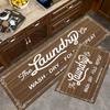 Retro Laundry Room Letter Printed Carpet Kitchen Non Slip Water Absorbing Floor Mat Wood Grain Floor Mat Home Decoration