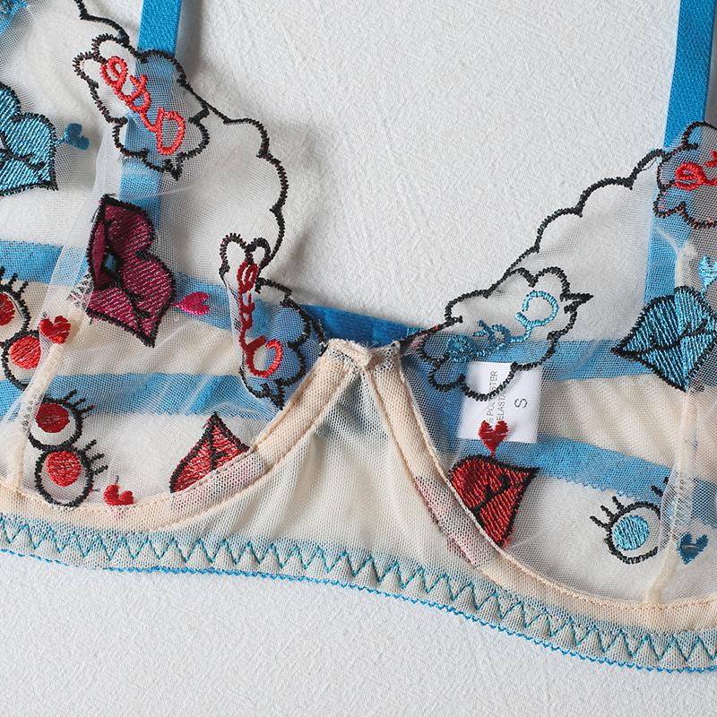New sex underwear perspective three-point seduction suit, garters, sexy bikini bright pattern
