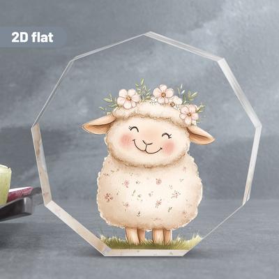 1pc Faith Gift Acrylic Happy Lamb Holiday Decoration Ornament - Classic Style, Irregular Shape, Tabletop Display for Believers, Baptism & Desktop  