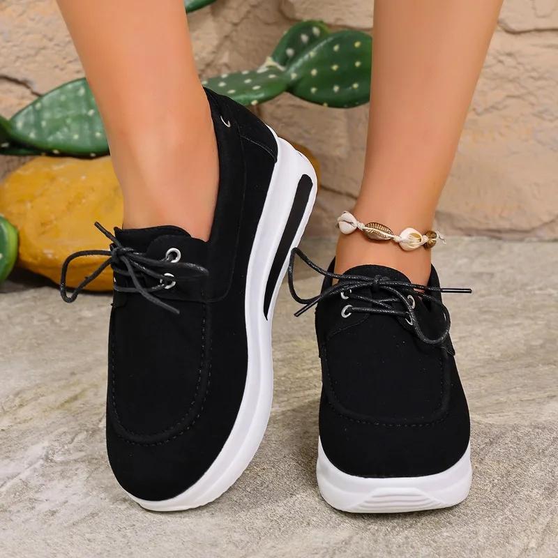 Fashion 2025 Casual Sneakers Women's Shoes New Plus Size Border Design Low Top Thick Bottom Lazy Shoes Comfortable Athletic Footwe