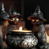 1 PC Halloween Decoration Witch Cat Candle Holder Resin  Crafts Holiday Home Decoration Retro Ornaments