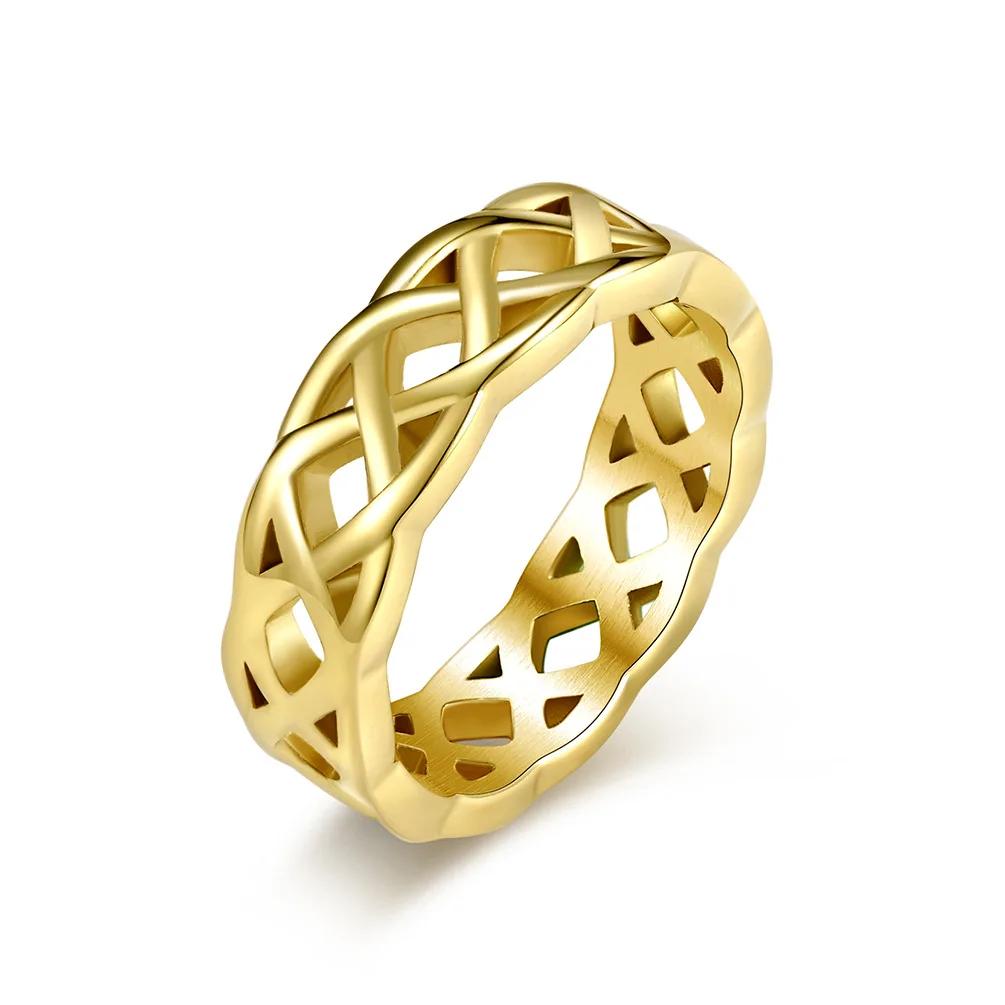 Cool Celtic Eternal Weave Ring Stainless Steel Titanium Twined Hollow Out Black Gold Plated for Men Women