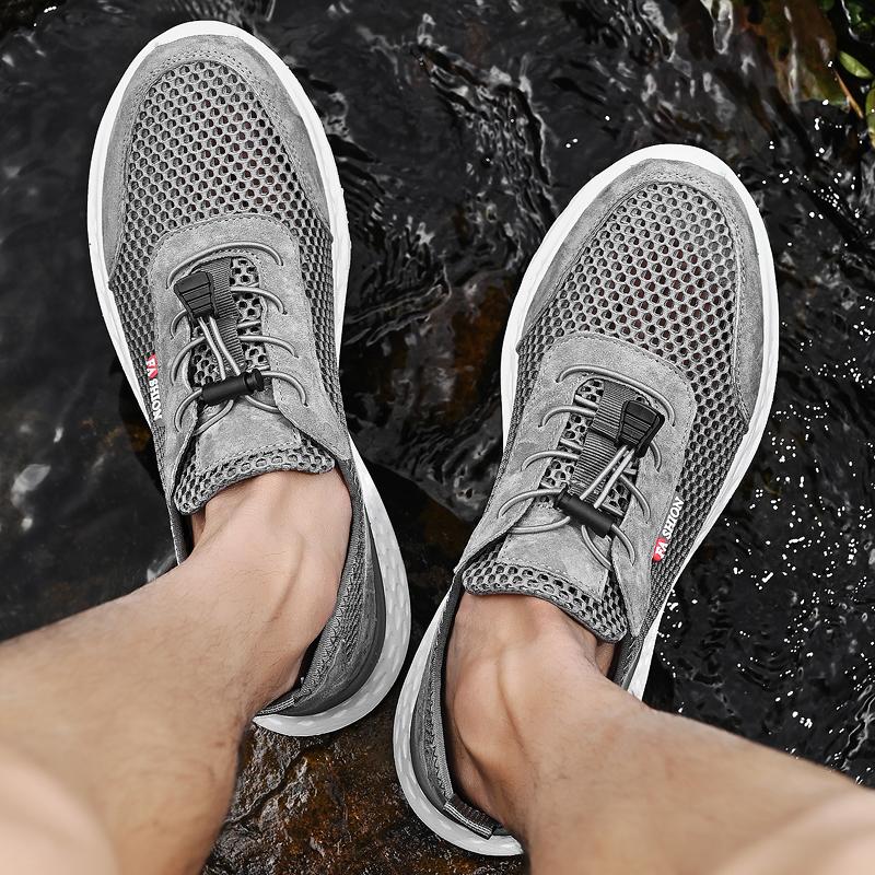 Fashion Outdoor Hollow Out Treking Footwear Spring Summer Sandals Men Lofer Shoes Breathable Formal Mesh Flats Light Soft Man Sneakers